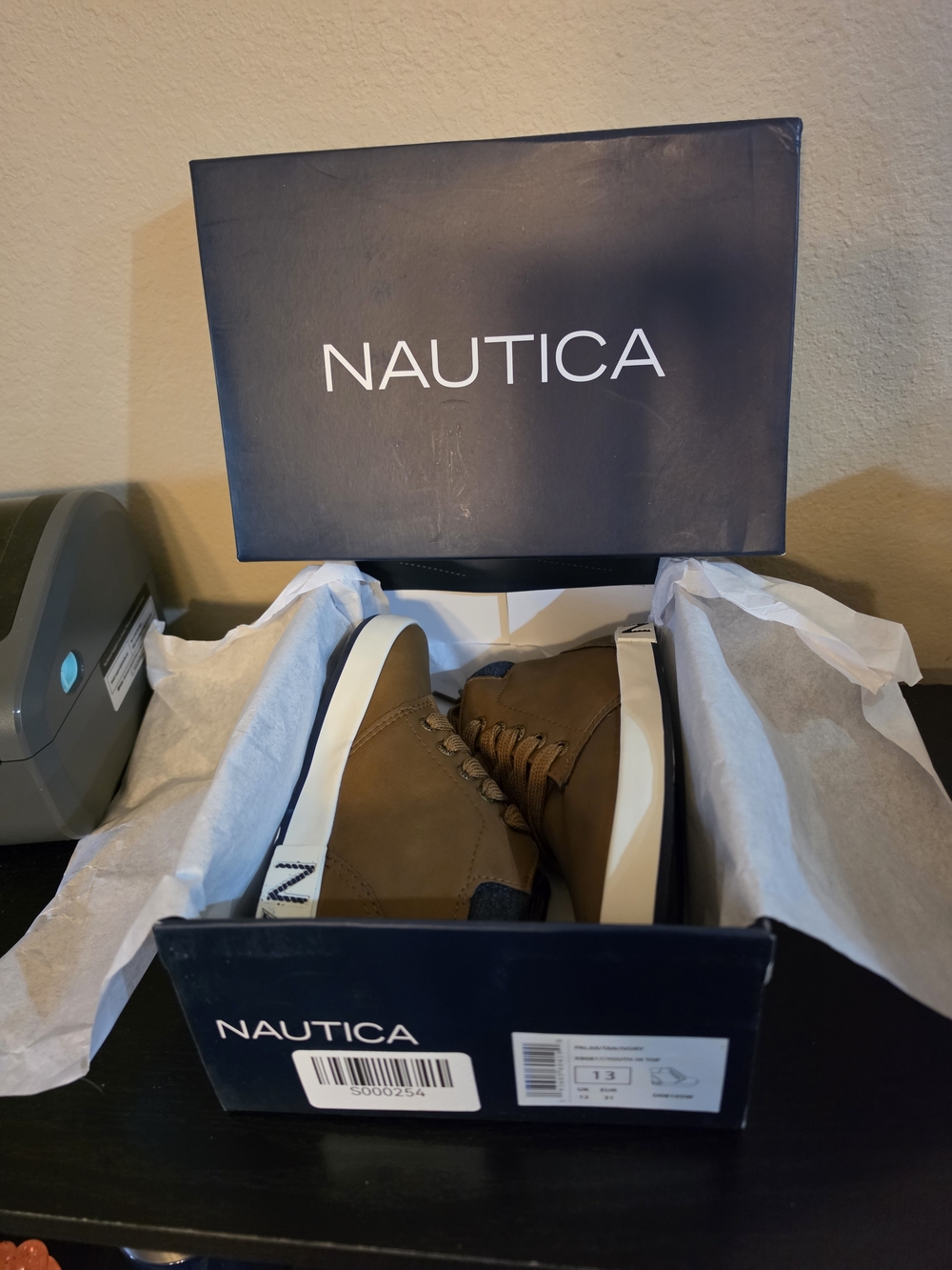 Nautica Boys Tan High-Top Lace-Up Boots